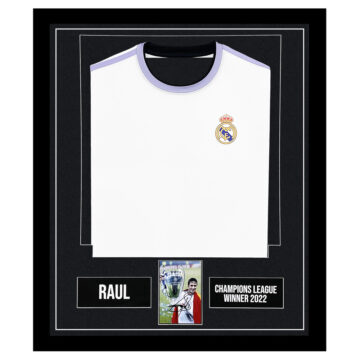 Signed Raul Framed Display Shirt - Champions League Winner 2002