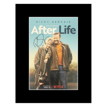 Signed Ricky Gervais Photo Display - 16x12 After Life Icon