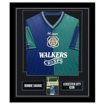 Signed Robbie Savage Framed Display Shirt – Leicester City Icon