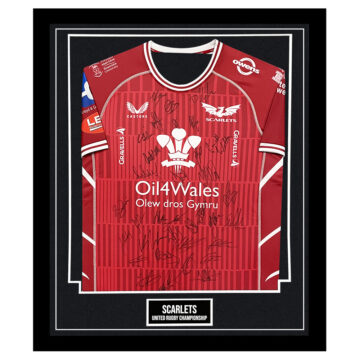 Signed Scarlets Framed Shirt - United Rugby Championship Squad