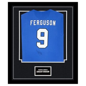 Framed Duncan Ferguson Signed Shirt - Everton Icon Autograph