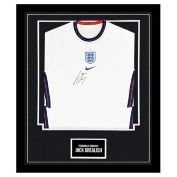 Framed Jack Grealish Signed Shirt - England Icon Autograph