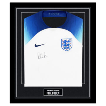 Framed Phil Foden Signed Shirt - England Autograph