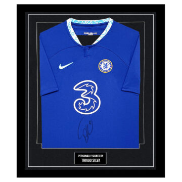 Framed Thiago Silva Signed Shirt - Chelsea FC Icon