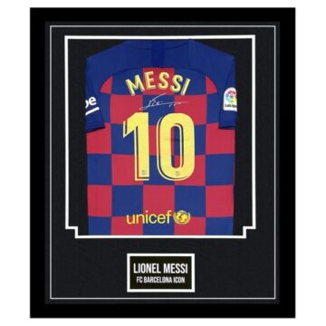 Lionel Messi Signed Shirt Framed - FC Barcelona Icon Autograph