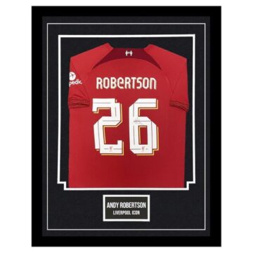 Signed Andy Robertson Shirt Framed - Liverpool FC Premier League 2023