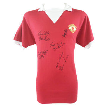 Signed Best, Kidd, Charlton, Styles, Law Shirt - Manchester United Icons