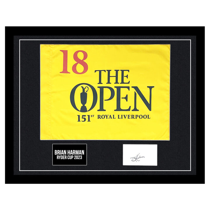 Signed Brian Harman Framed Pin Flag - The Open Champion 2023