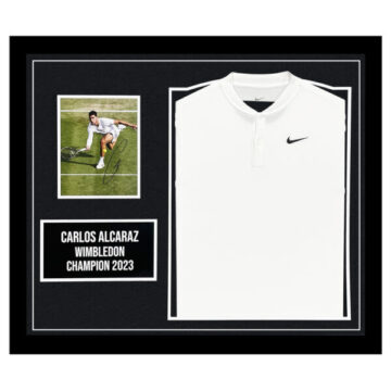 Signed Carlos Alcaraz Framed Display Shirt - Wimbledon Champion 2023