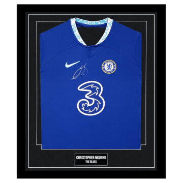 Signed Christopher Nkunku Framed Shirt - Chelsea 'The Blues'