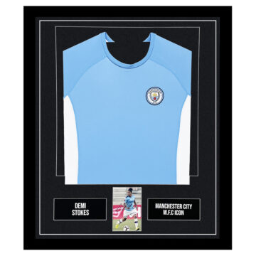 Signed Demi Stokes Framed Display Shirt - Manchester City W.F.C. Icon