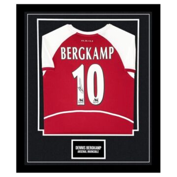 Signed Dennis Bergkamp Shirt Framed - Invincible Icon Jersey