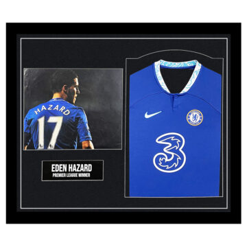 Signed Eden Hazard Framed Display Shirt - Premier League Winner