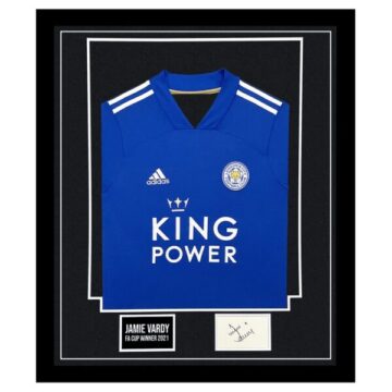 Signed Jamie Vardy Framed Display Shirt - FA Cup Winner 2021