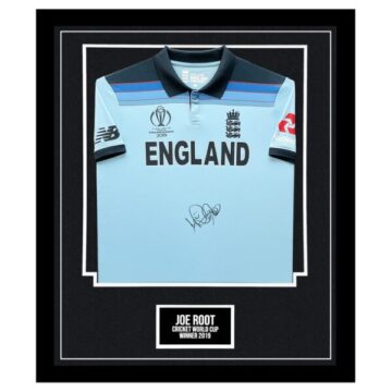 Signed Joe Root Framed Shirt - Cricket World Cup Winner 2019