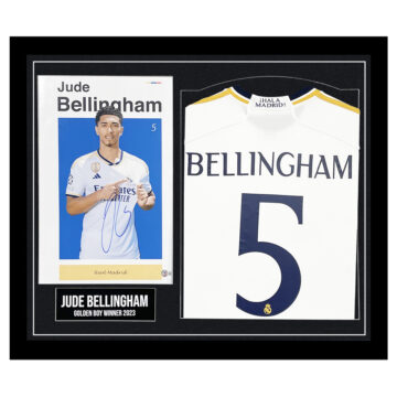 Signed Jude Bellingham Framed Display Shirt - Golden Boy Winner 2023