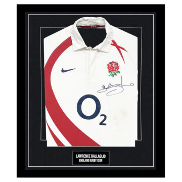 Signed Lawrence Dallaglio Framed Shirt - England Rugby Icon (Damaged)