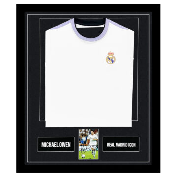 Signed Michael Owen Framed Display Shirt - Real Madrid Icon