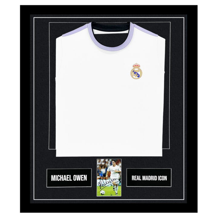 Signed Michael Owen Framed Display Shirt - Real Madrid Icon