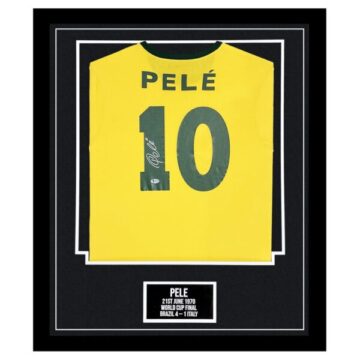 Signed Pele Framed Brazil Shirt - World Cup Final 1970 vs Italy