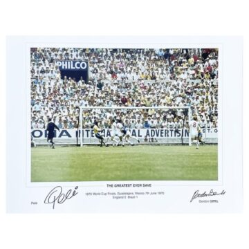 Signed Pele & Gordon Banks Poster Photo - The Greatest Ever Save Autograph