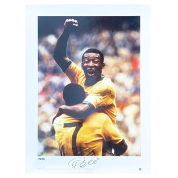 Signed Pele Large Poster Photo – World Cup Winner 1970