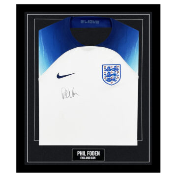 Signed Phil Foden Framed Shirt - England Icon