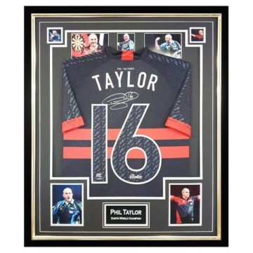 Signed Phil Taylor Jersey – Framed Darts World Champion Shirt