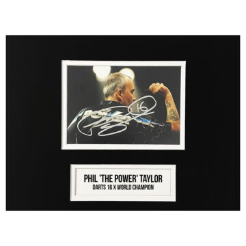 Signed Phil 'The Power' Taylor Photo Display - 12x8 Darts 16 x World Champion