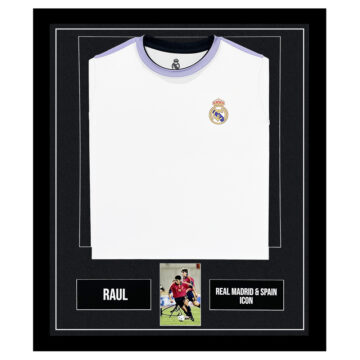 Signed Raul Framed Display Shirt - Real Madrid & Spain Icon