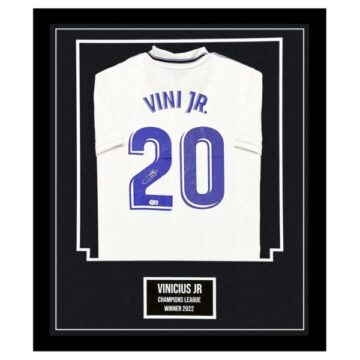 Vinicius Jr Signed Shirt Framed – Champions League Winner 2022 Jersey