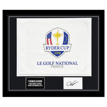 Signed Thomas Bjorn Framed Pin Flag - Ryder Cup Captain 2018