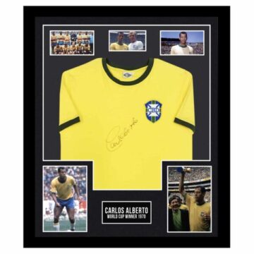 Autograph Carlos Alberto Shirt Framed - World Cup Winner 1970