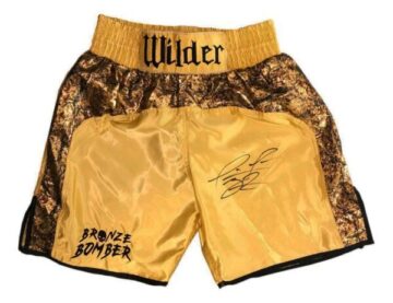 Autograph Deontay Wilder Boxing Shorts – Heavyweight Champion Bronze Bomber