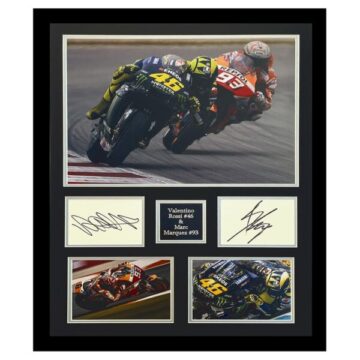 Autograph Rossi & Marquez Photo Display Framed - Moto GP World Champions