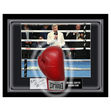 Signed Michael Buffer Framed Glove - Boxing Icon Autograph