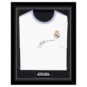 Emilio Butragueno Signed Framed Shirt - Real Madrid Autograph