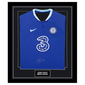 Framed Moises Caicedo Signed Shirt - Chelsea FC Icon