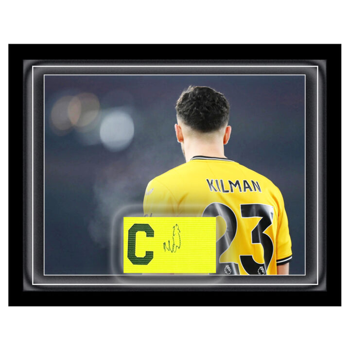 Max Kilman Signed Framed Dome Armband - Wolves Captain