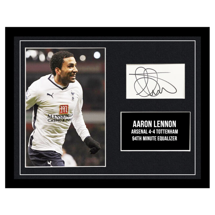 Signed Aaron Lennon Framed Photo Display - 16x12 94th Minute Equaliser