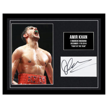 Signed Amir Khan Framed Photo Display - 16x12 vs Marcos Maidana 'Fight Of The Year'