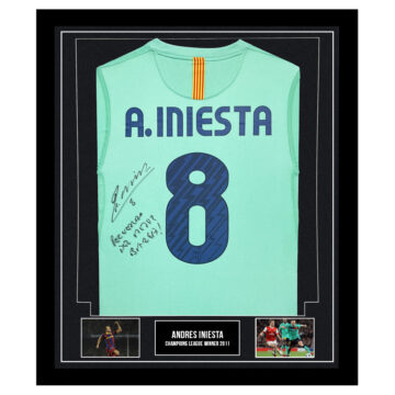 Signed Andres Iniesta Framed Shirt - Champions League Winner 2011