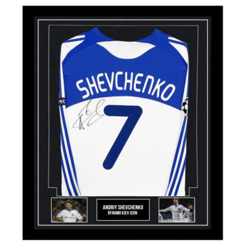 Signed Andriy Shevchenko Framed Shirt - Dynamo Kiev Icon