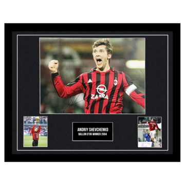 Signed Andriy Shevchenko Large Framed Photo Display - Ballon d'Or Winner 2004