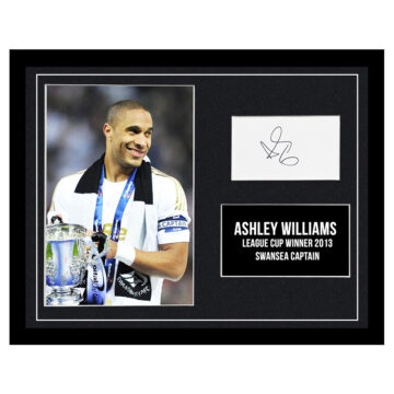 Signed Ashley Williams Framed Photo Display - 16x12 League Cup Winner 2013