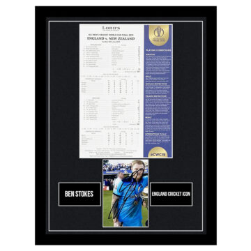 Signed Ben Stokes Framed Scorecard Display - England Cricket Icon