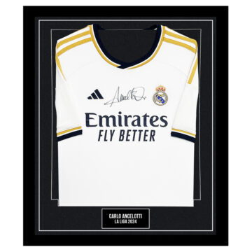 Signed Carlo Ancelotti Framed Shirt - La Liga 2024