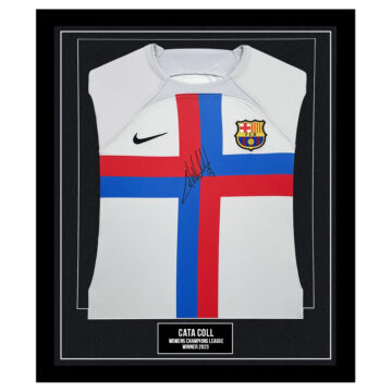 Signed Cata Coll Framed Shirt - Women's Champions League Winner 2023