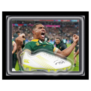 Signed Damian Willemse Boot Framed Dome - Rugby World Cup Winner 2023