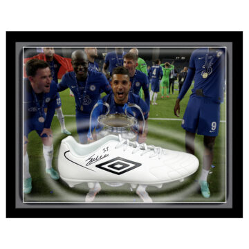 Signed Emerson Palmieri Framed Boot - Champions League Winner 2021